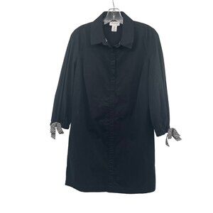 Heyton Womens Collared Shirt Dress 3/4 Sleeve Checkered Cuff Black/White Small